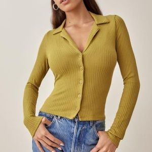 Reformation Irina Knit Top - Kalamata Olive